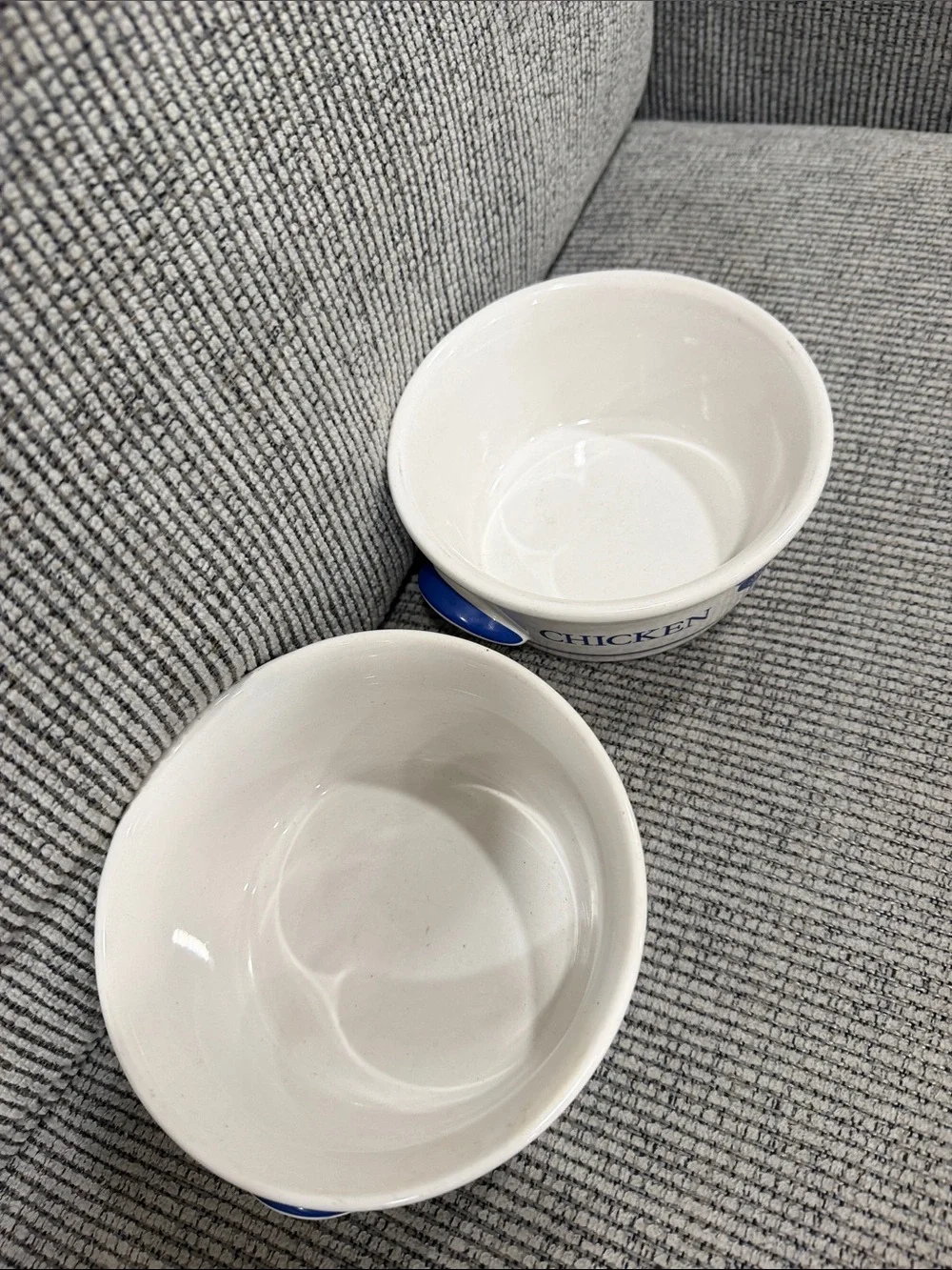 Chicken Soup Ceramic Bowls Set - White with Blue